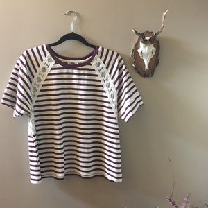Old Navy Burgundy/Cream Striped Shirt NWT